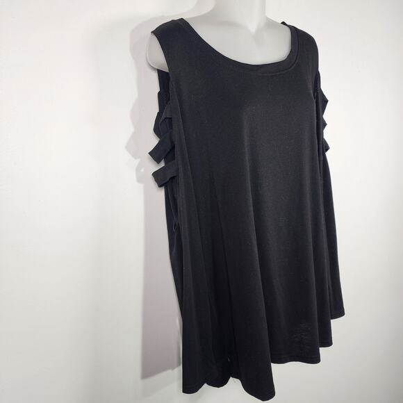 Leo Rosi Women's Gray Open Shoulder Long Sleeve Knit Top Size XL Casual Cutout - Picture 5 of 10